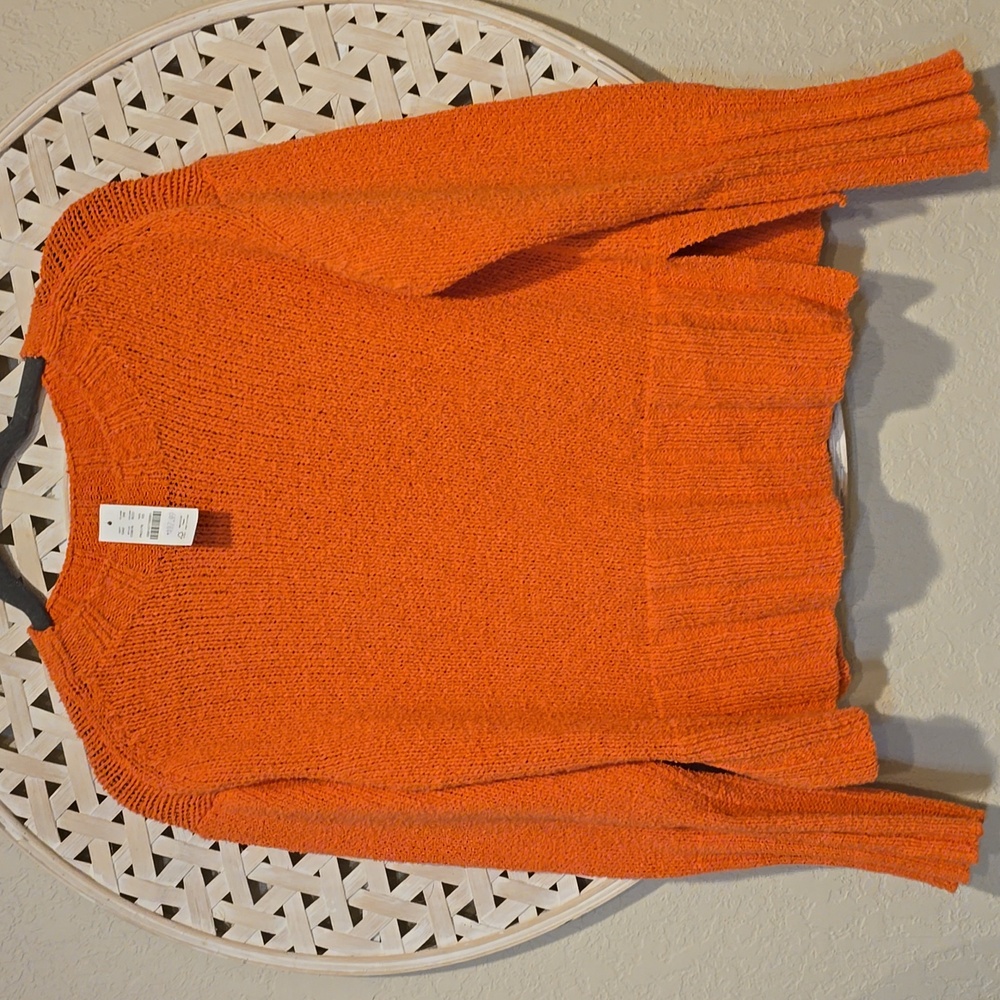 J.Crew Retail Marina sweater in textured cotton blend $118 Sunfire Coral XS - Picture 9 of 10